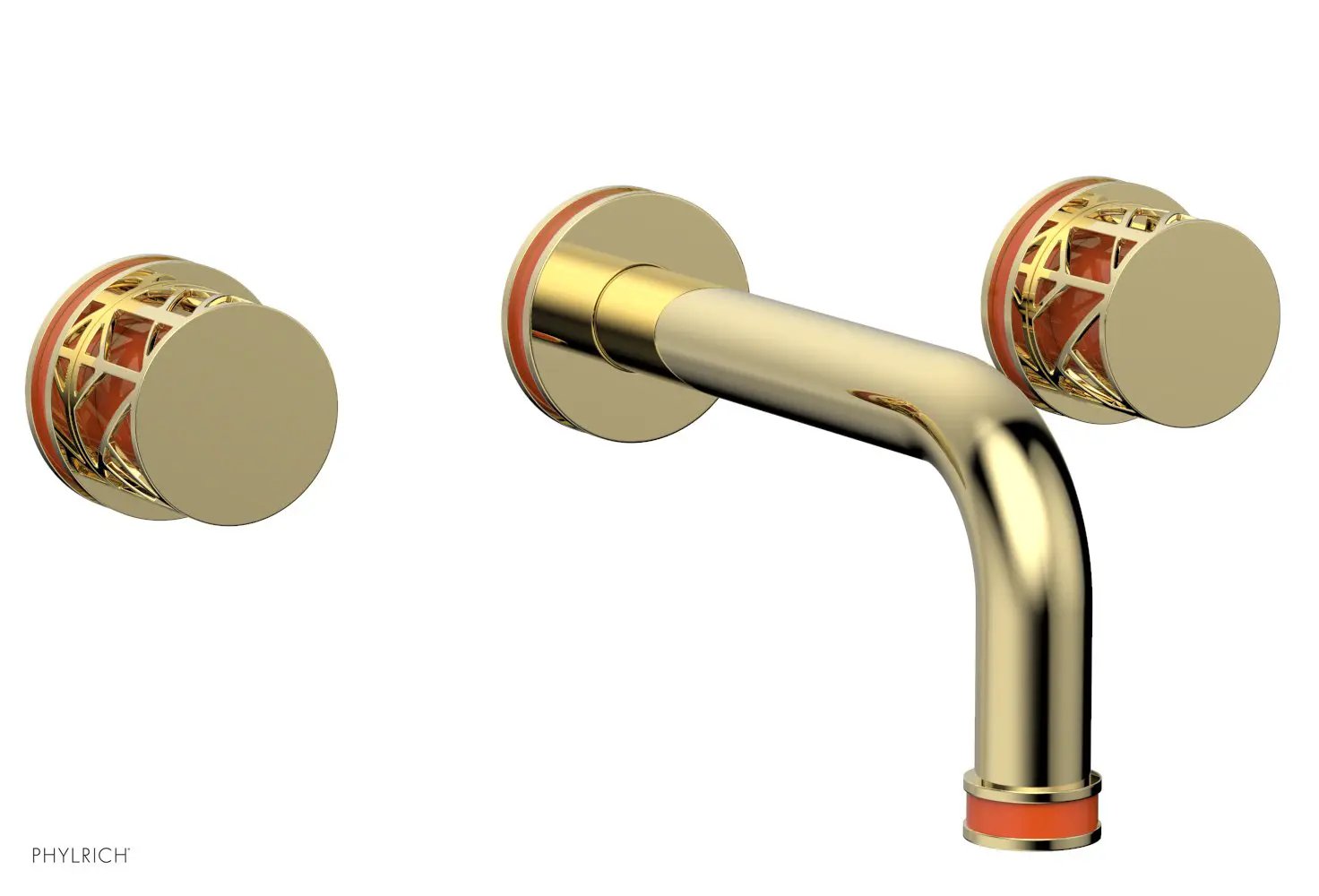Phylrich JOLIE Wall Tub Set - Round Handles with "Orange" Accents by Phylrich