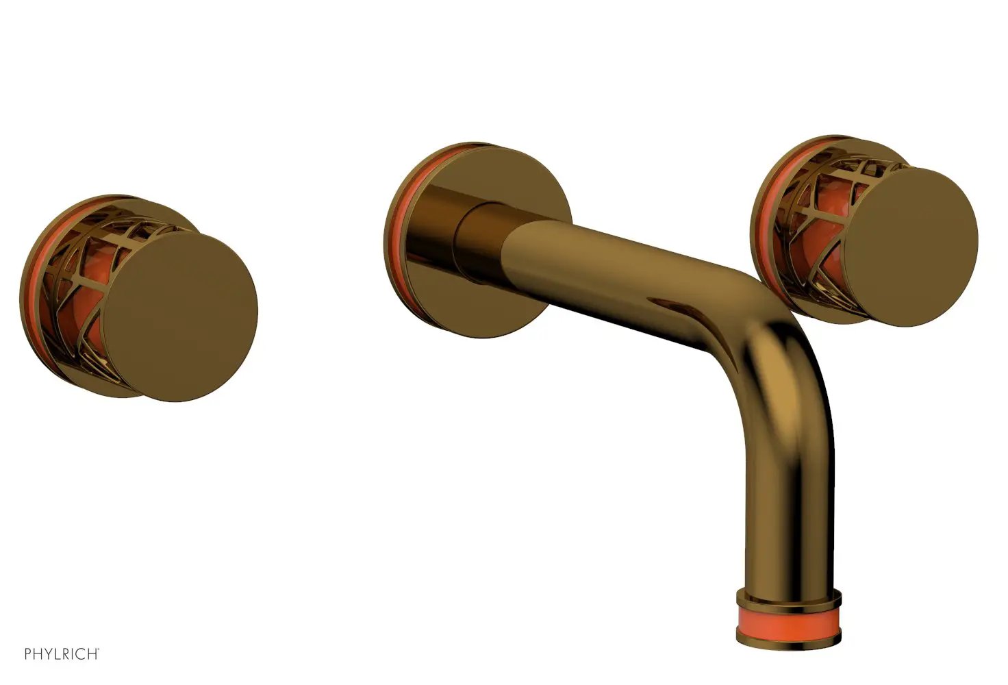 Phylrich JOLIE Wall Tub Set - Round Handles with "Orange" Accents by Phylrich