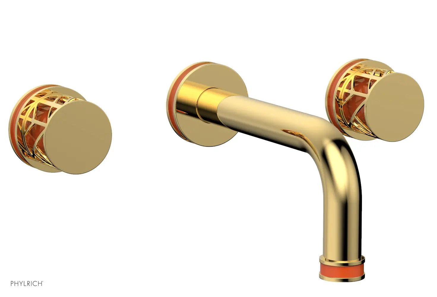 Phylrich JOLIE Wall Tub Set - Round Handles with "Orange" Accents by Phylrich