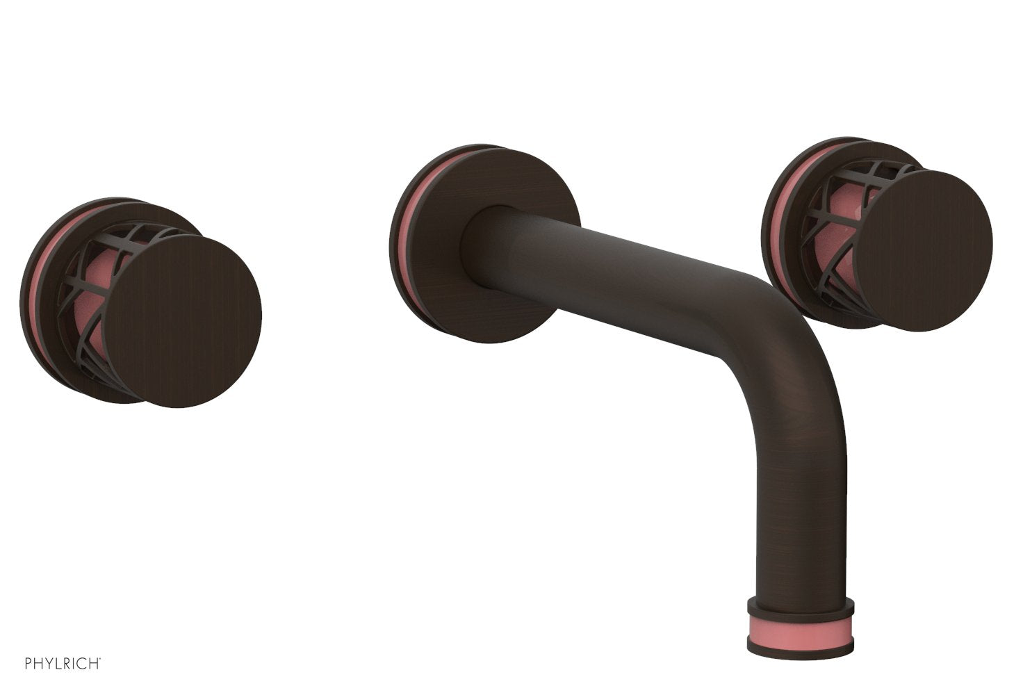 Phylrich JOLIE Wall Tub Set - Round Handles with "Pink" Accents by Phylrich