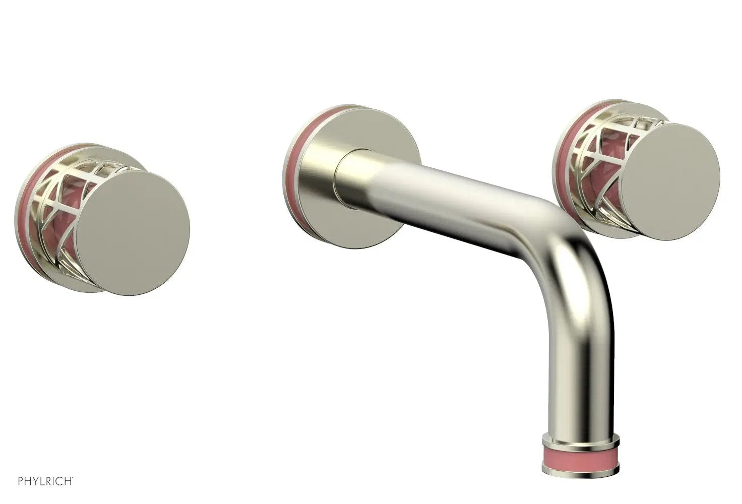 Phylrich JOLIE Wall Lavatory Set - Round Handles with "Pink" Accents by Phylrich