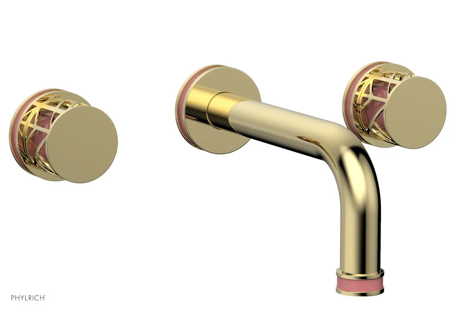 Phylrich JOLIE Wall Tub Set - Round Handles with "Pink" Accents by Phylrich