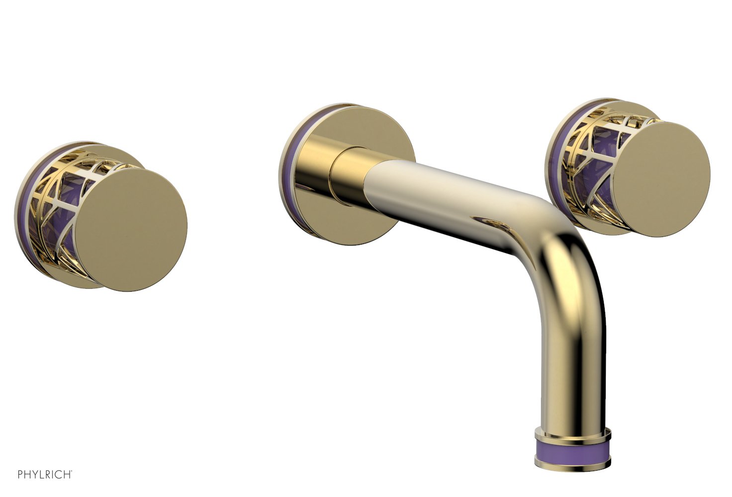 Phylrich JOLIE Wall Tub Set - Round Handles with "Purple" Accents by Phylrich