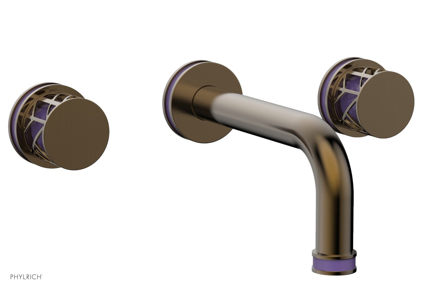Phylrich JOLIE Wall Tub Set - Round Handles with "Purple" Accents by Phylrich