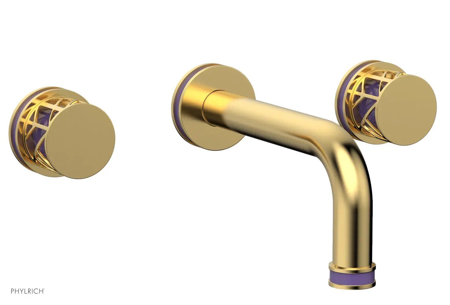 Phylrich JOLIE Wall Tub Set - Round Handles with "Purple" Accents by Phylrich
