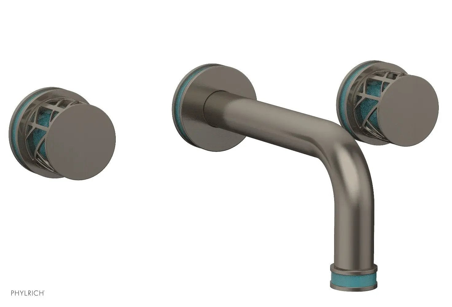 Phylrich JOLIE Wall Tub Set - Round Handles with "Turquoise" Accents by Phylrich