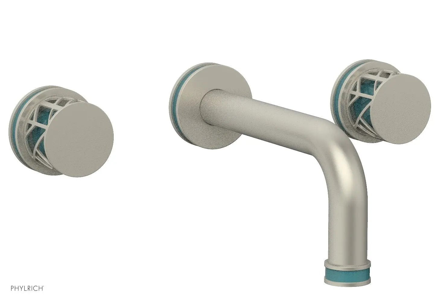 Phylrich JOLIE Wall Tub Set - Round Handles with "Turquoise" Accents by Phylrich