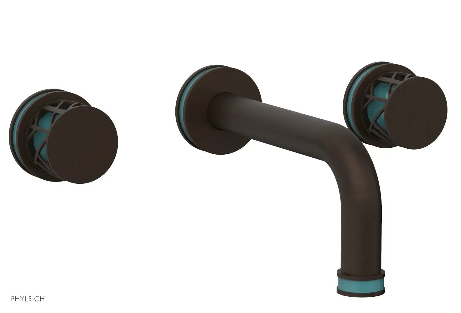 Phylrich JOLIE Wall Tub Set - Round Handles with "Turquoise" Accents by Phylrich