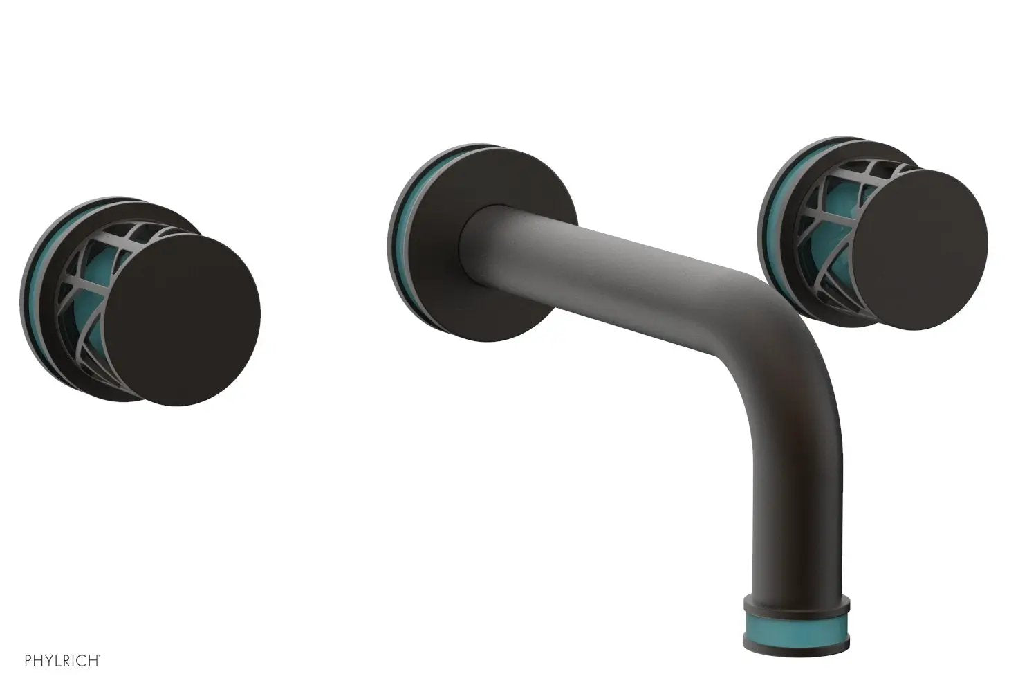 Phylrich JOLIE Wall Tub Set - Round Handles with "Turquoise" Accents by Phylrich