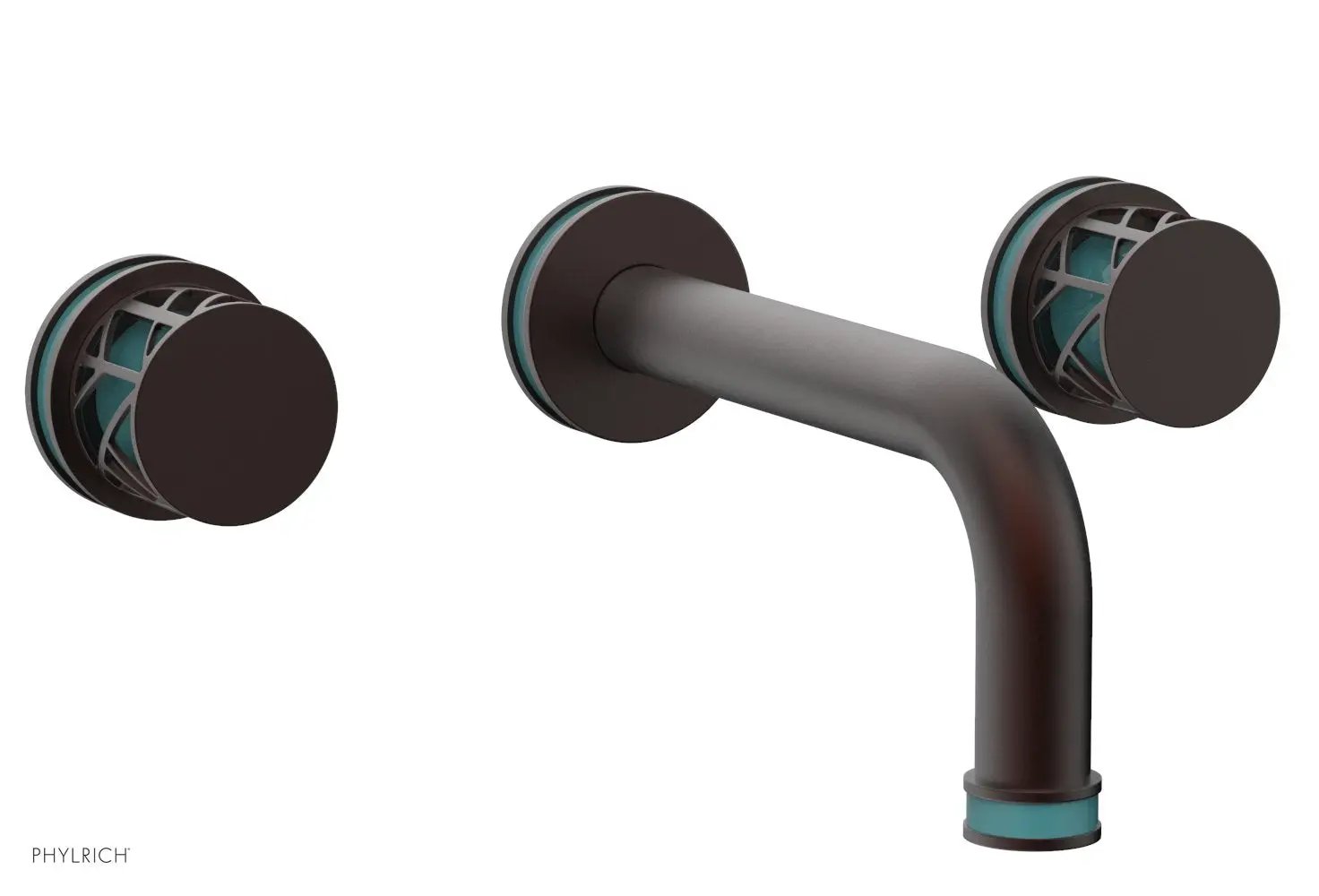 Phylrich JOLIE Wall Tub Set - Round Handles with "Turquoise" Accents by Phylrich