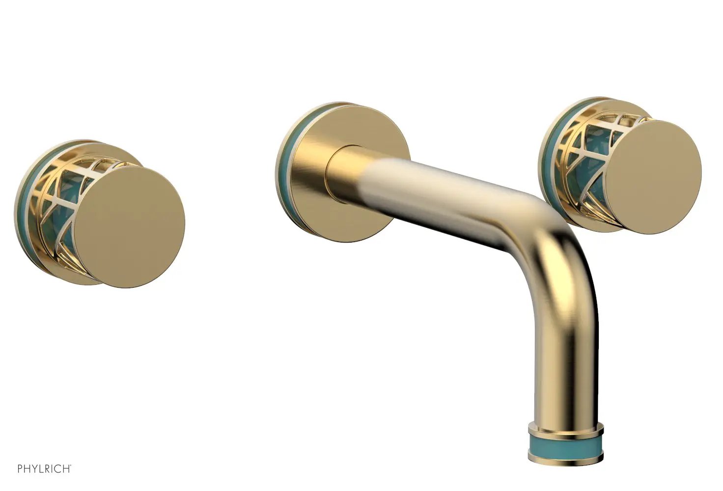 Phylrich JOLIE Wall Lavatory Set - Round Handles with "Turquoise" Accents by Phylrich