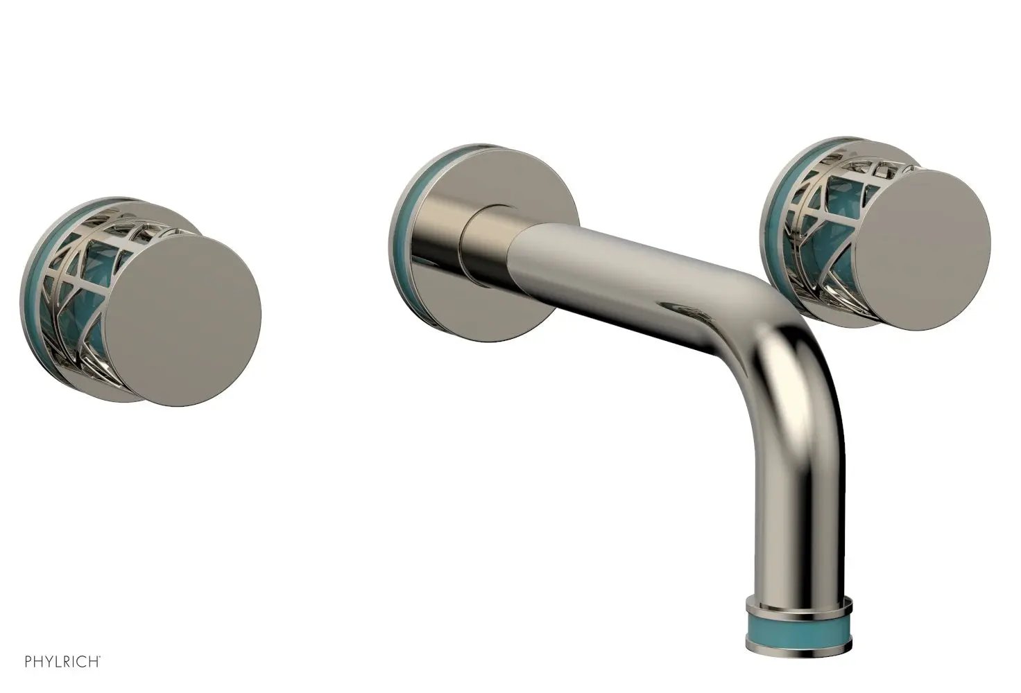 Phylrich JOLIE Wall Lavatory Set - Round Handles with "Turquoise" Accents by Phylrich