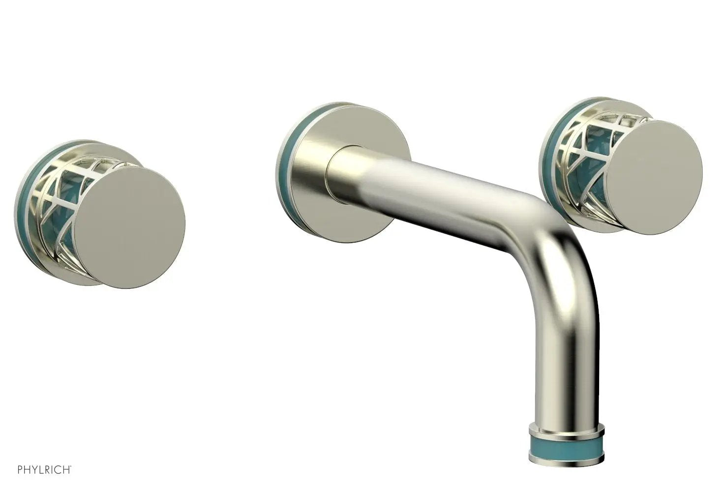 Phylrich JOLIE Wall Lavatory Set - Round Handles with "Turquoise" Accents by Phylrich