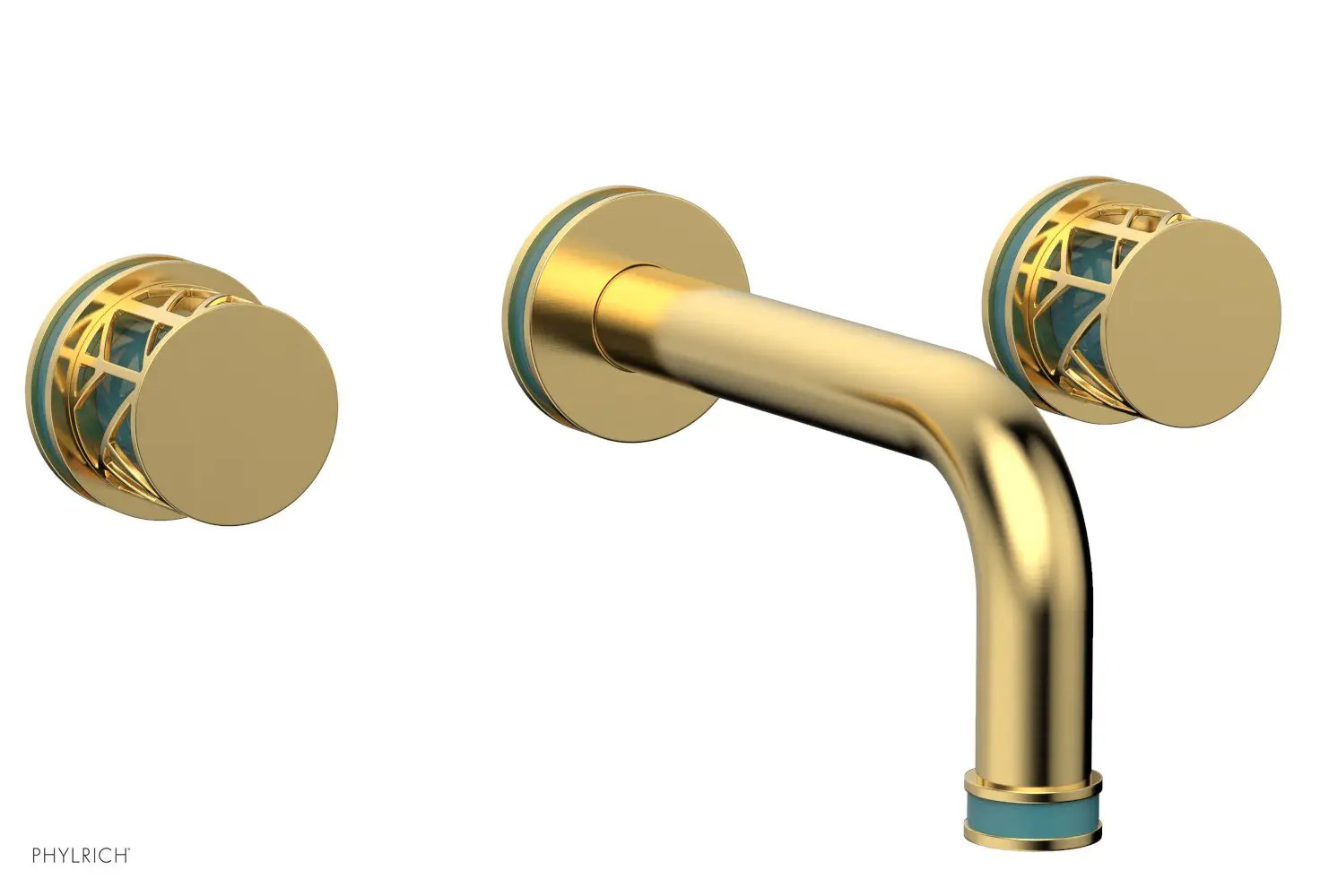 Phylrich JOLIE Wall Tub Set - Round Handles with "Turquoise" Accents by Phylrich