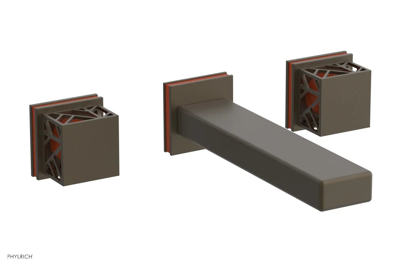 Phylrich JOLIE Wall Lavatory Set - Square Handles with "Orange" Accents by Phylrich
