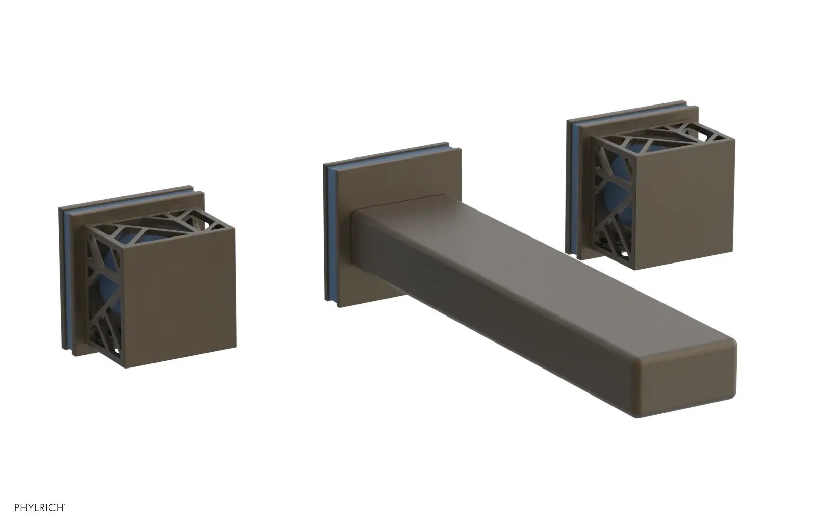 Phylrich JOLIE Wall Lavatory Set - Square Handles with "Light Blue" Accents by Phylrich
