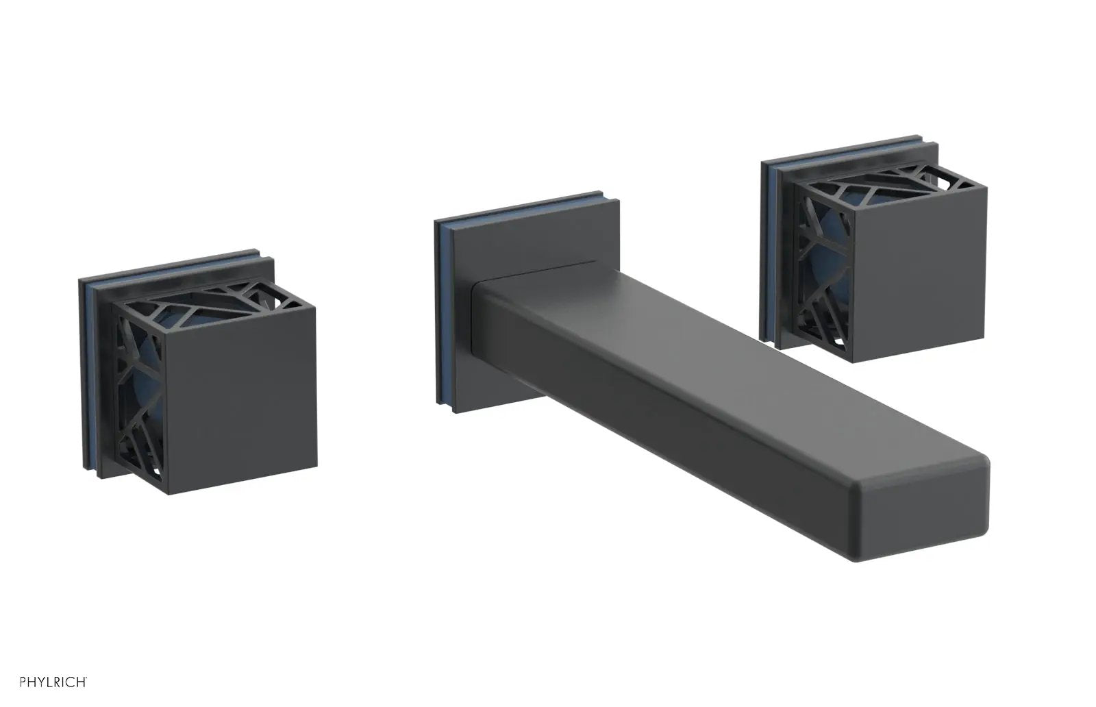 Phylrich JOLIE Wall Tub Set - Square Handles with "Light Blue" Accents by Phylrich