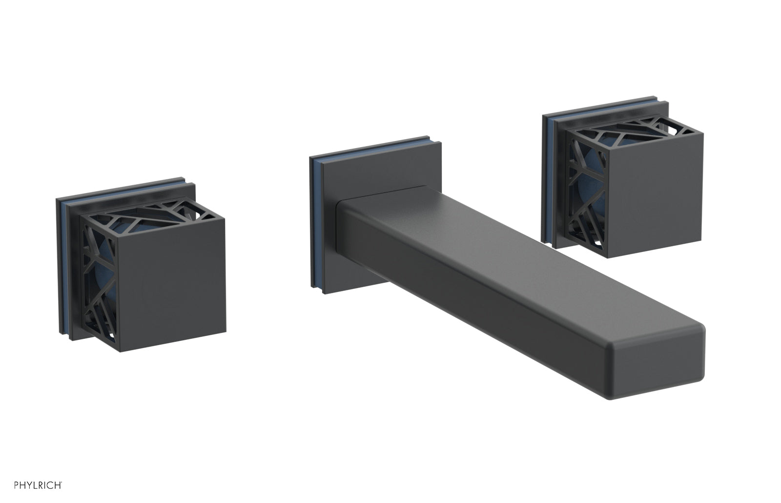 Phylrich JOLIE Wall Lavatory Set - Square Handles with "Light Blue" Accents by Phylrich