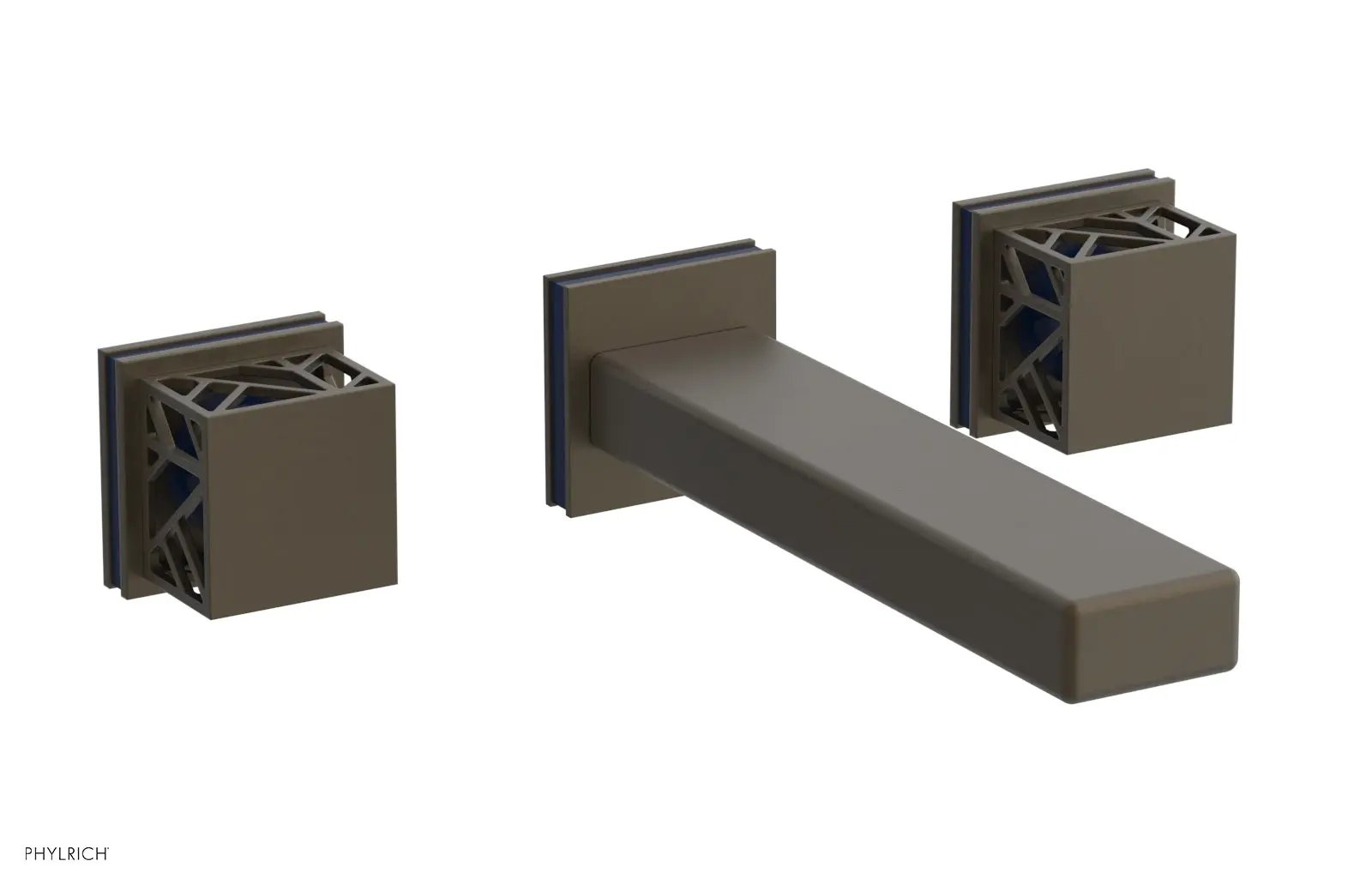 Phylrich JOLIE Wall Tub Set - Square Handles with "Navy Blue" Accents by Phylrich