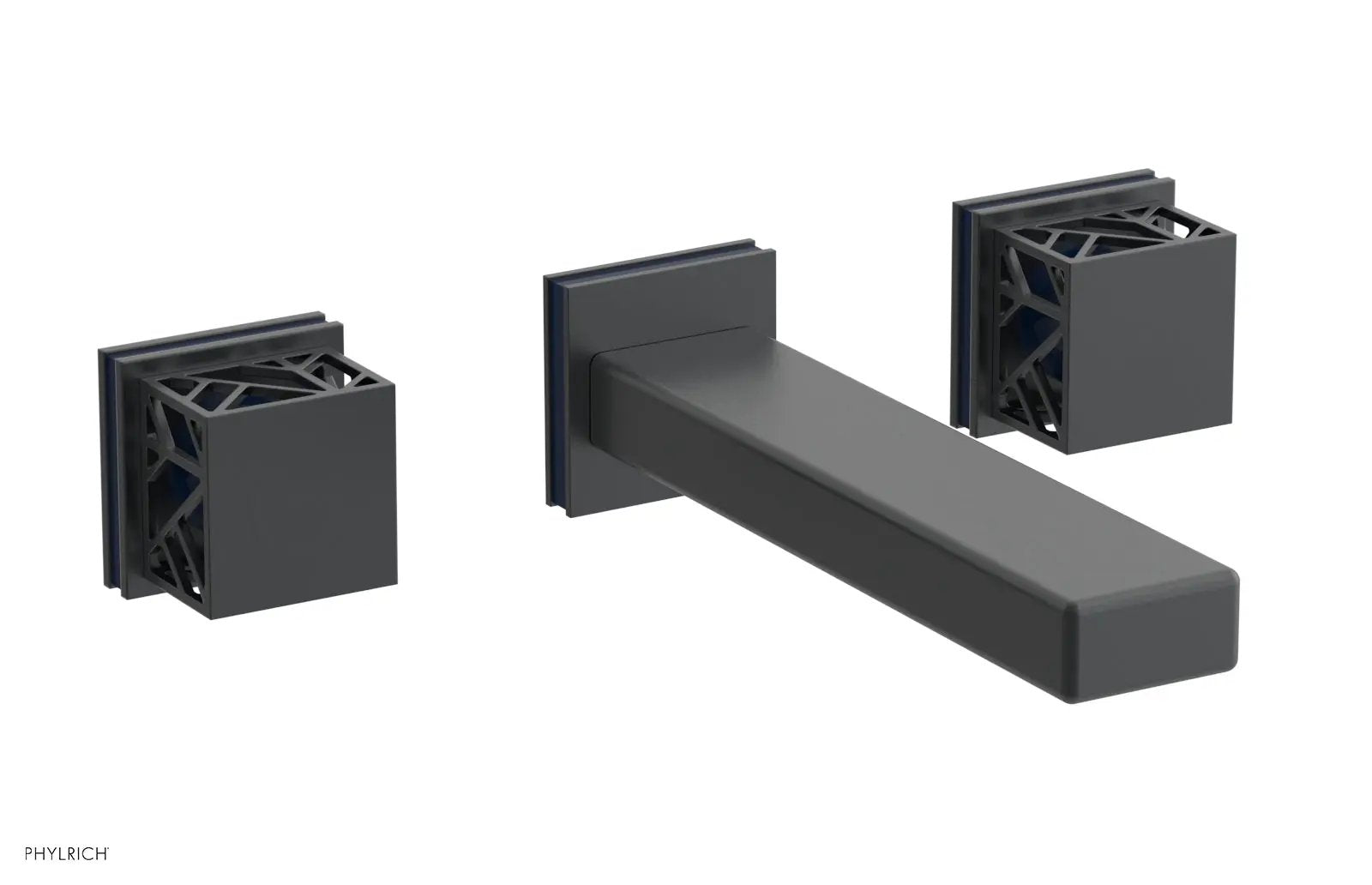 Phylrich JOLIE Wall Lavatory Set - Square Handles with "Navy blue" Accents by Phylrich
