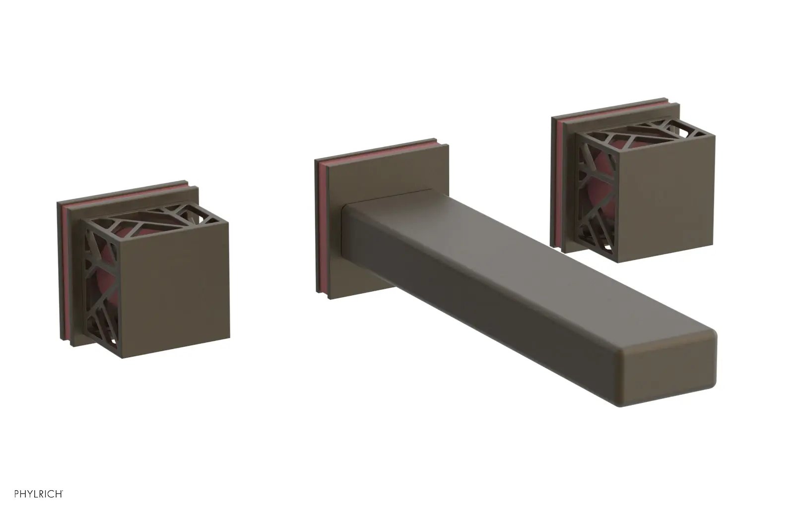 Phylrich JOLIE Wall Lavatory Set - Square Handles with "Pink" Accents by Phylrich