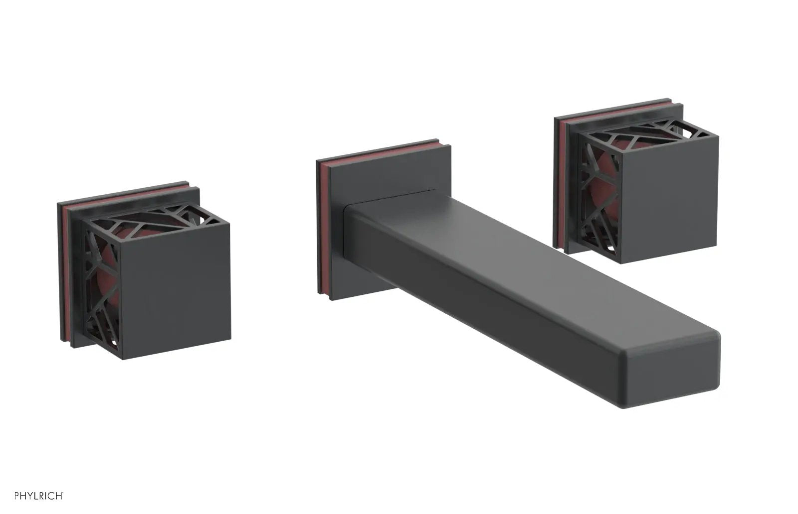 Phylrich JOLIE Wall Lavatory Set - Square Handles with "Pink" Accents by Phylrich