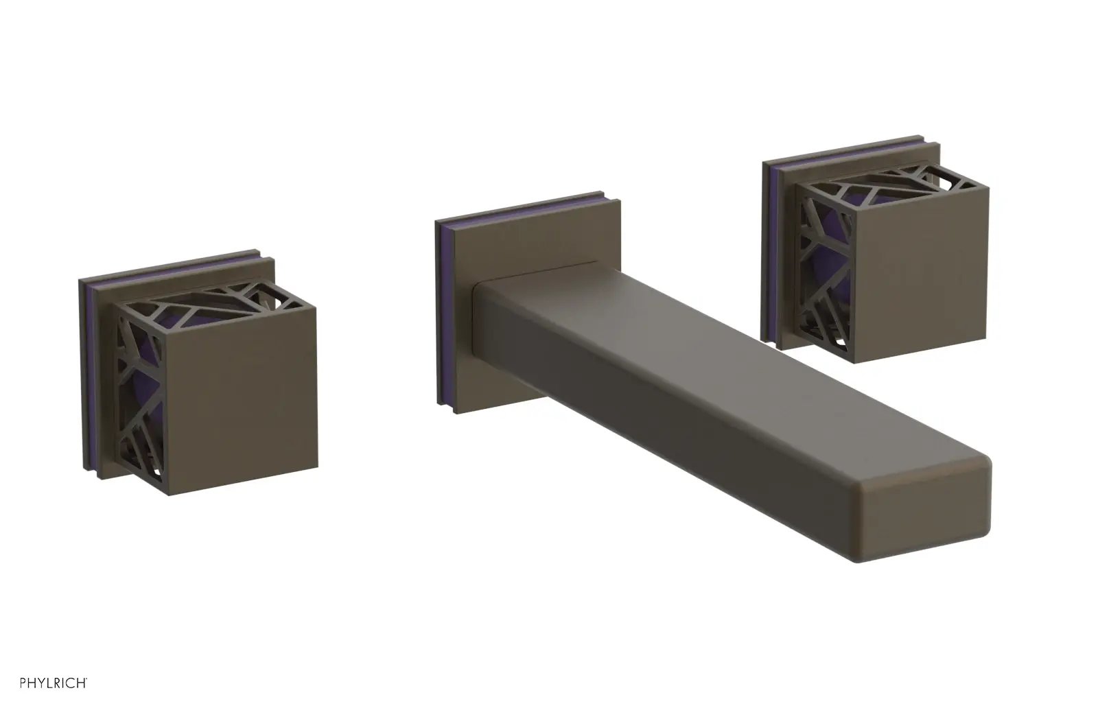 Phylrich JOLIE Wall Tub Set - Square Handles with "Purple" Accents by Phylrich