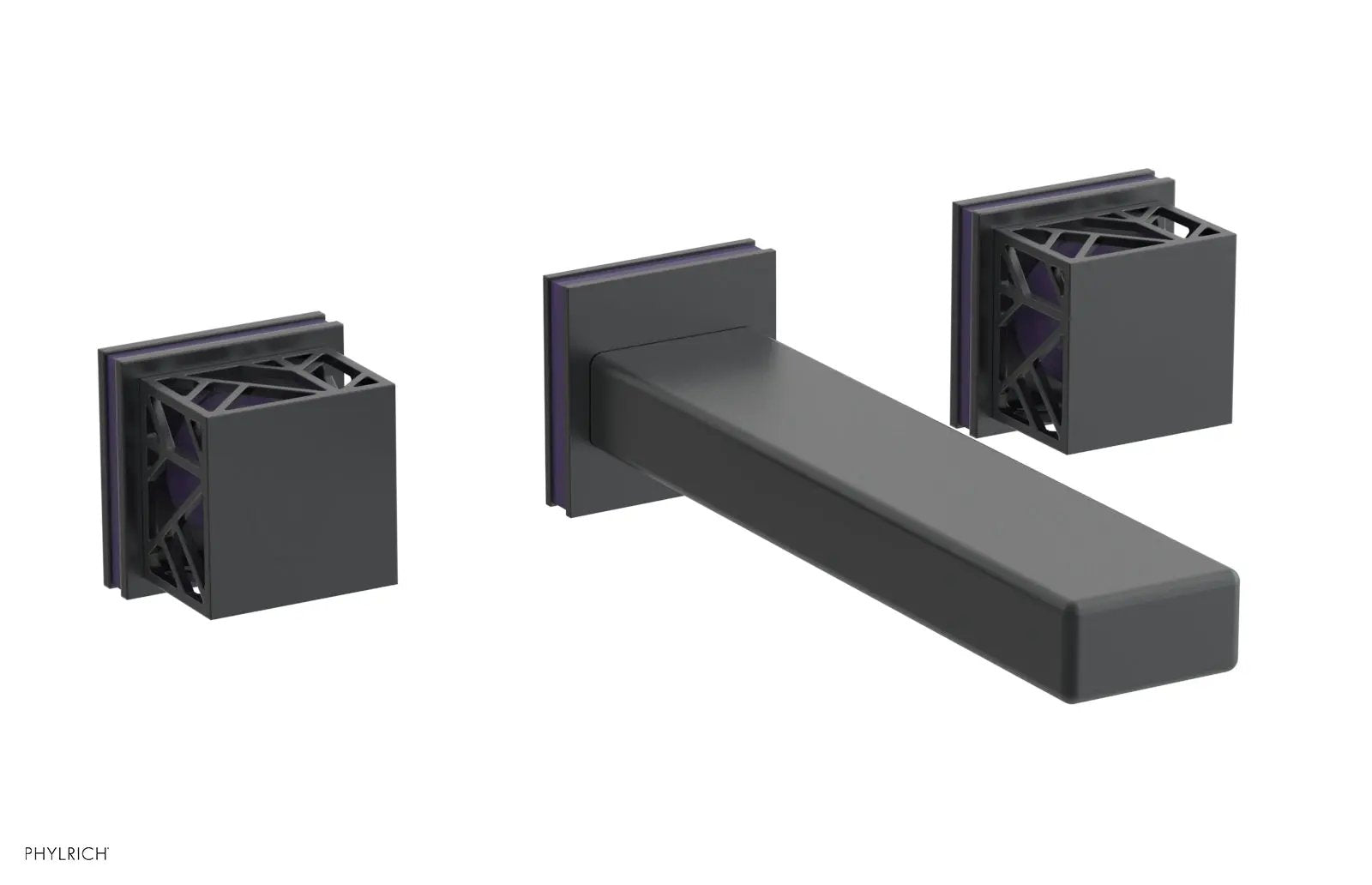 Phylrich JOLIE Wall Tub Set - Square Handles with "Purple" Accents by Phylrich
