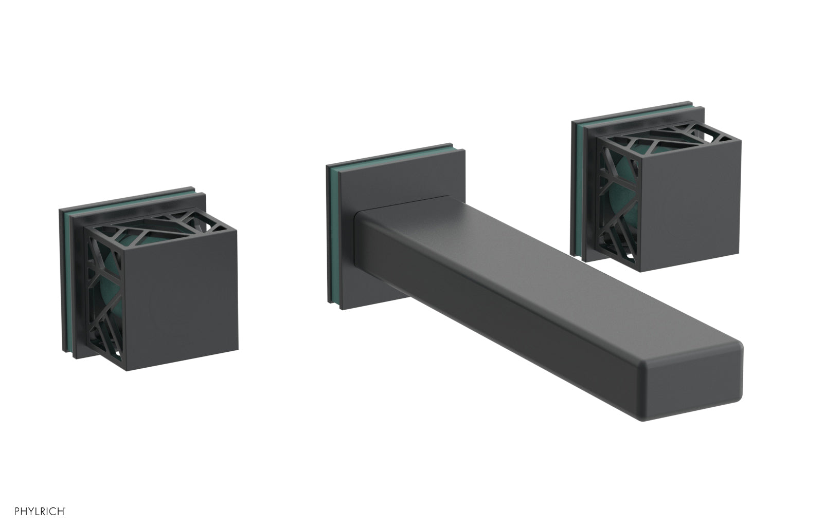 Phylrich JOLIE Wall Tub Set - Square Handles with "Turquoise" Accents by Phylrich
