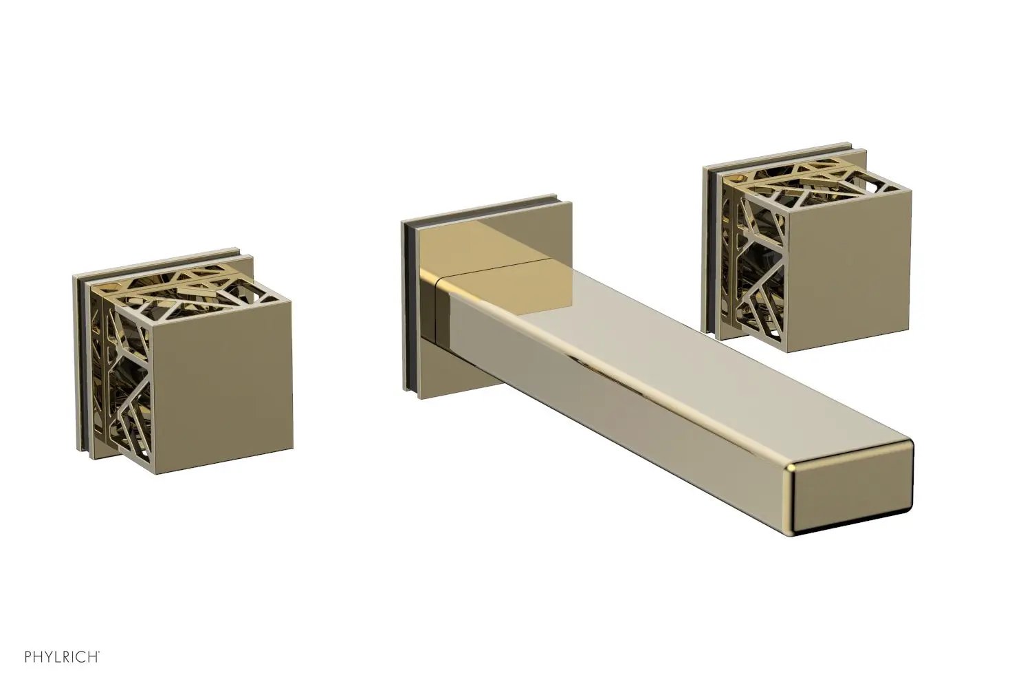 Phylrich JOLIE Wall Tub Set - Square Handles with "Black" Accents by Phylrich
