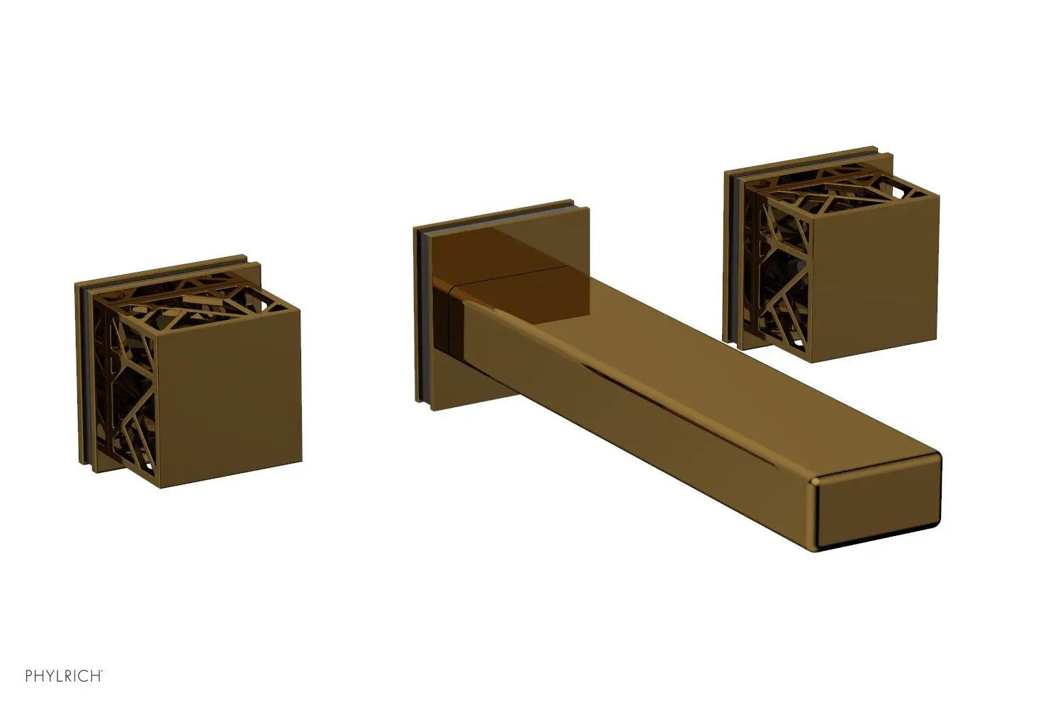 Phylrich JOLIE Wall Tub Set - Square Handles with "Black" Accents by Phylrich