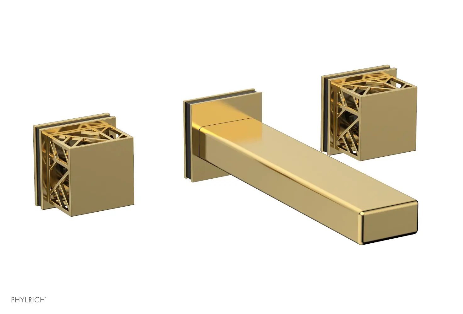 Phylrich JOLIE Wall Tub Set - Square Handles with "Black" Accents by Phylrich