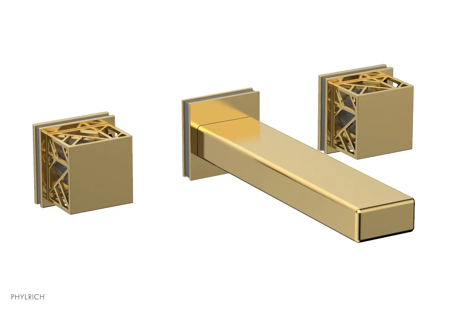 Phylrich JOLIE Wall Tub Set - Square Handles with "Grey" Accents by Phylrich