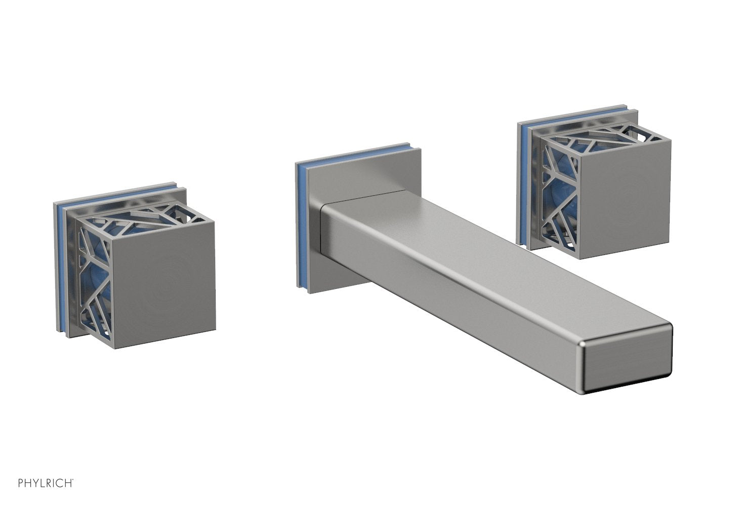 Phylrich JOLIE Wall Lavatory Set - Square Handles with "Light Blue" Accents by Phylrich