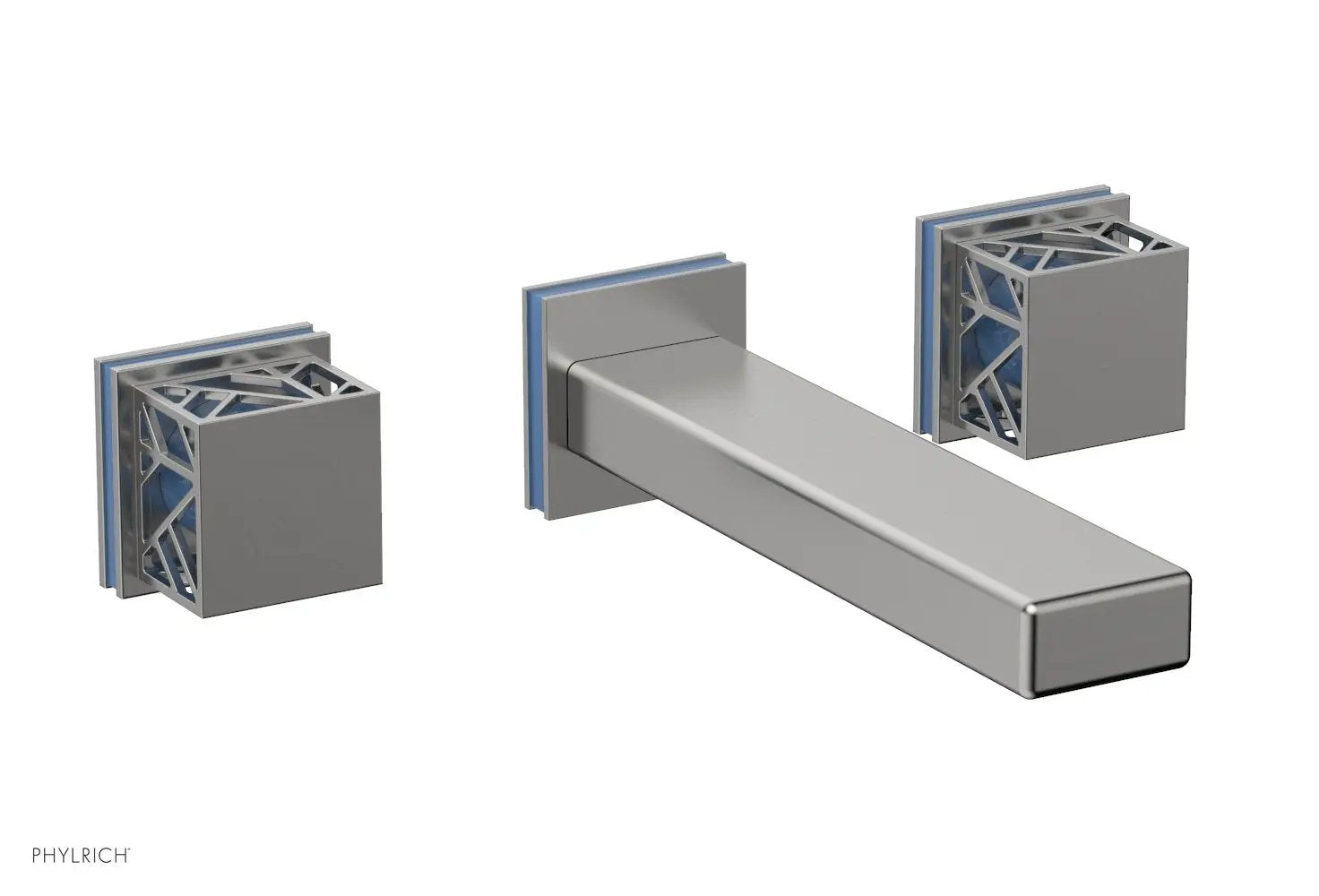 Phylrich JOLIE Wall Tub Set - Square Handles with "Light Blue" Accents by Phylrich