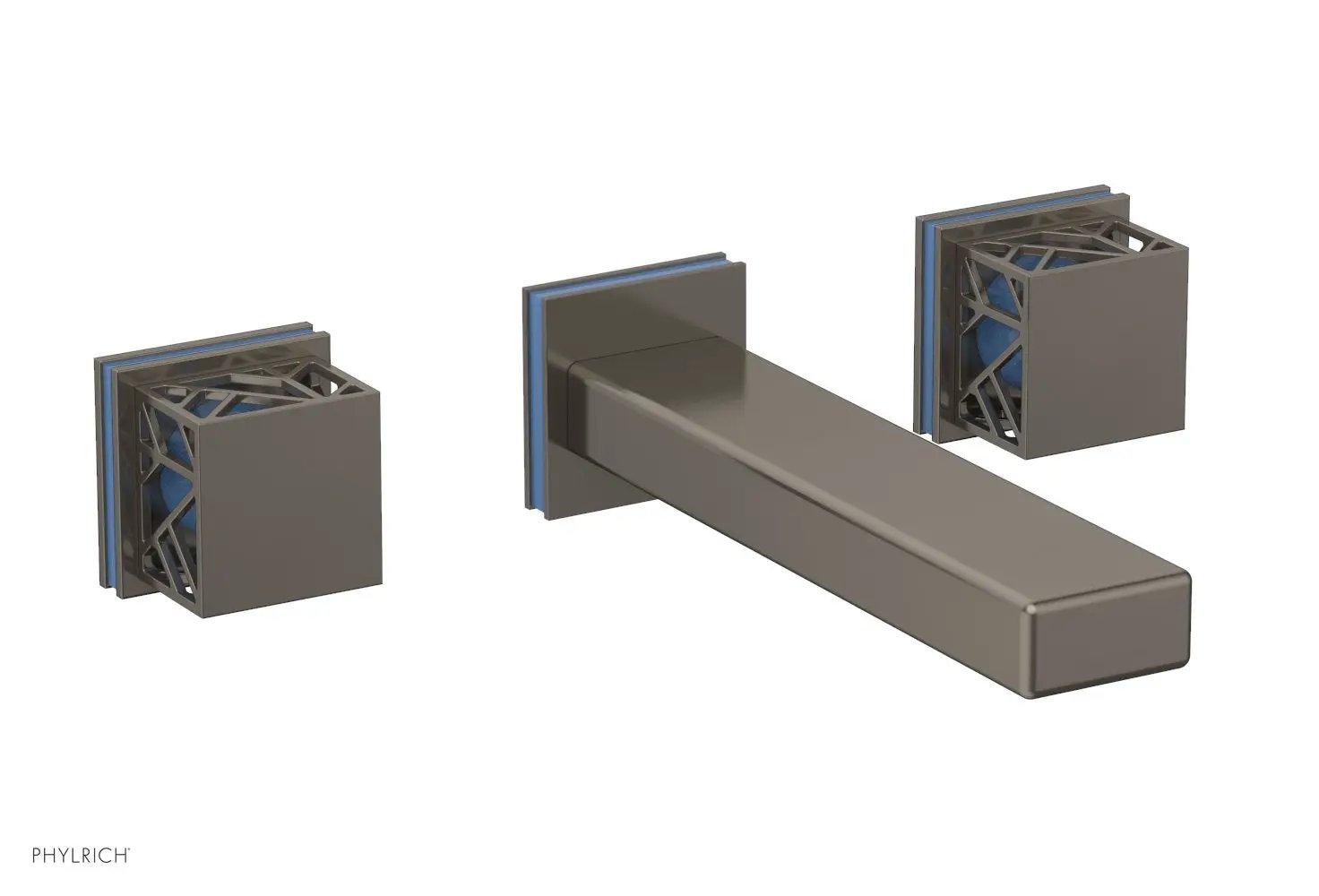 Phylrich JOLIE Wall Tub Set - Square Handles with "Light Blue" Accents by Phylrich