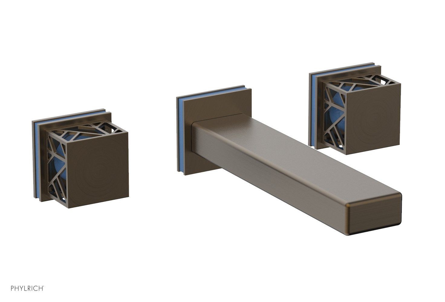 Phylrich JOLIE Wall Lavatory Set - Square Handles with "Light Blue" Accents by Phylrich
