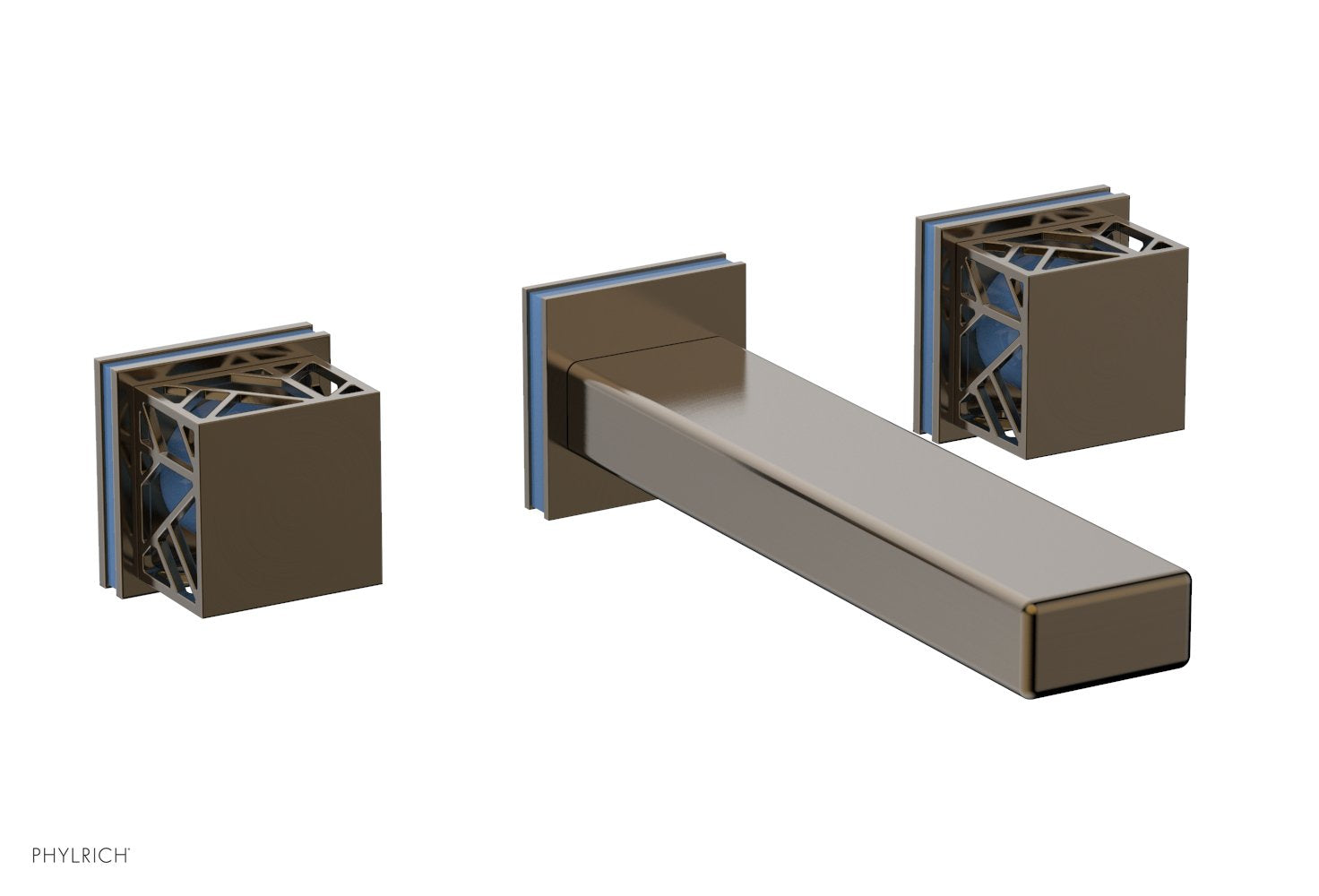 Phylrich JOLIE Wall Lavatory Set - Square Handles with "Light Blue" Accents by Phylrich