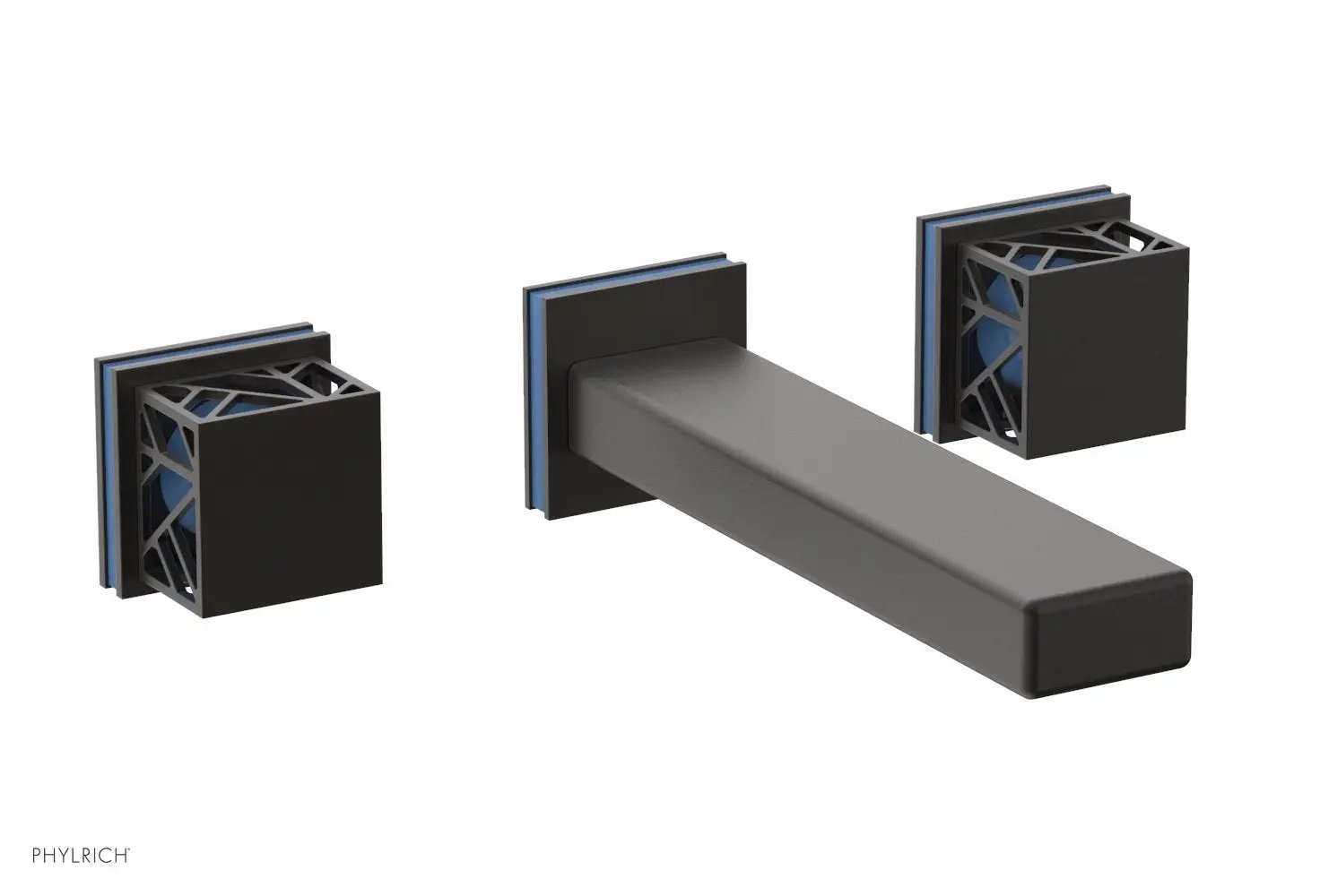 Phylrich JOLIE Wall Tub Set - Square Handles with "Light Blue" Accents by Phylrich