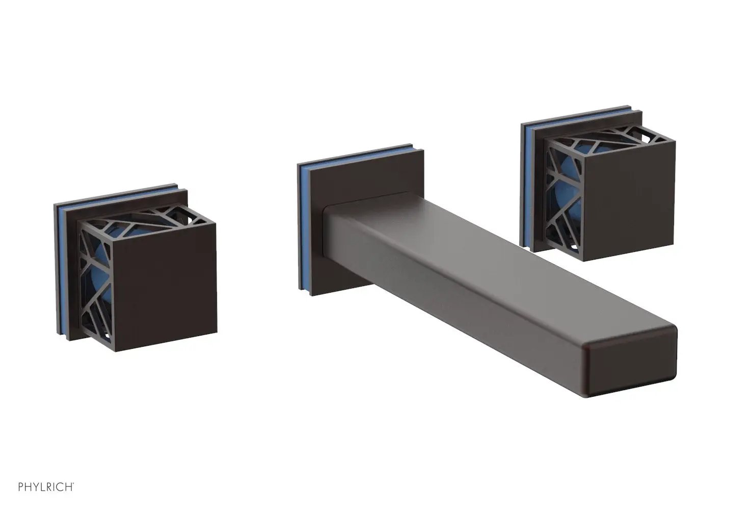 Phylrich JOLIE Wall Tub Set - Square Handles with "Light Blue" Accents by Phylrich