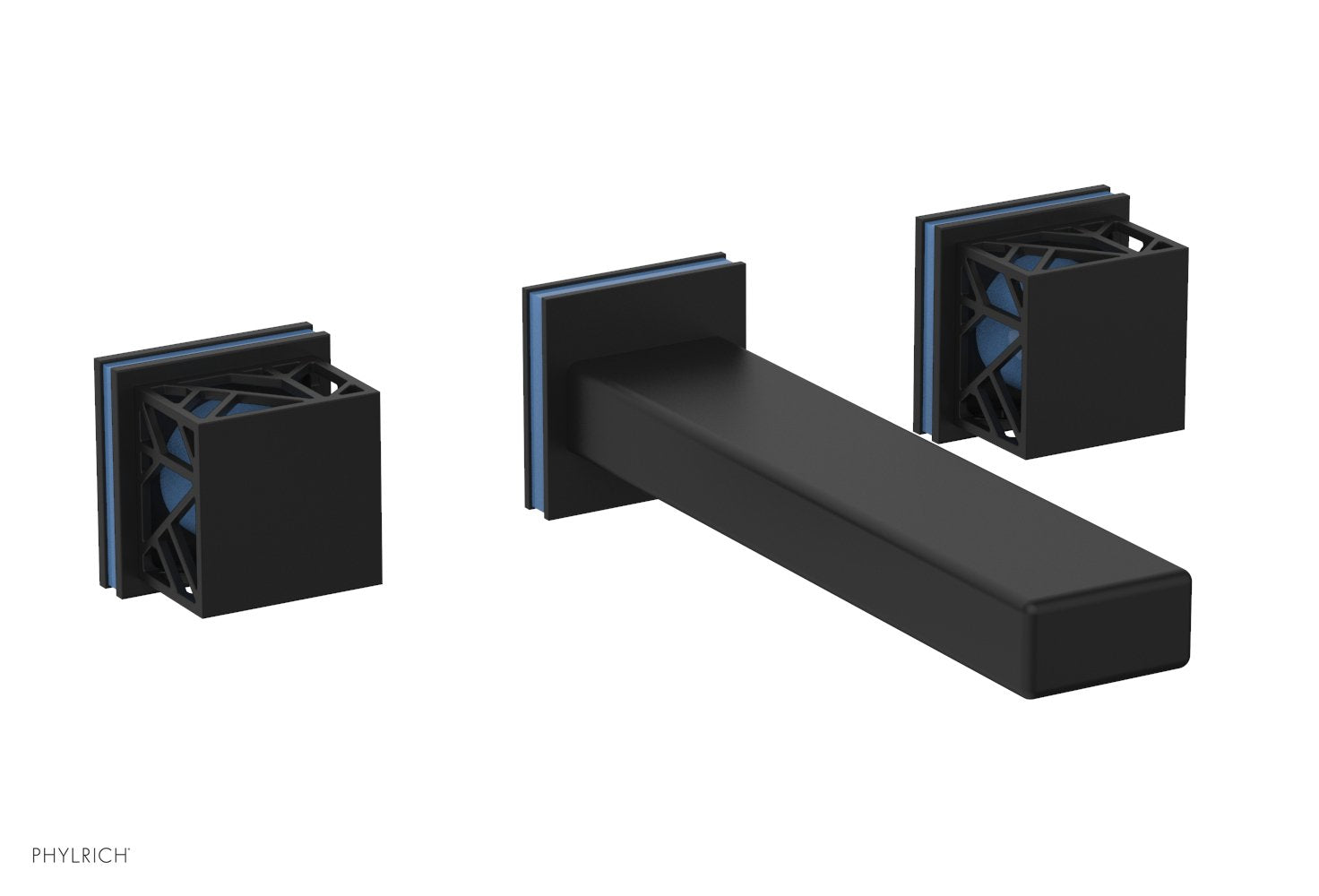 Phylrich JOLIE Wall Lavatory Set - Square Handles with "Light Blue" Accents by Phylrich