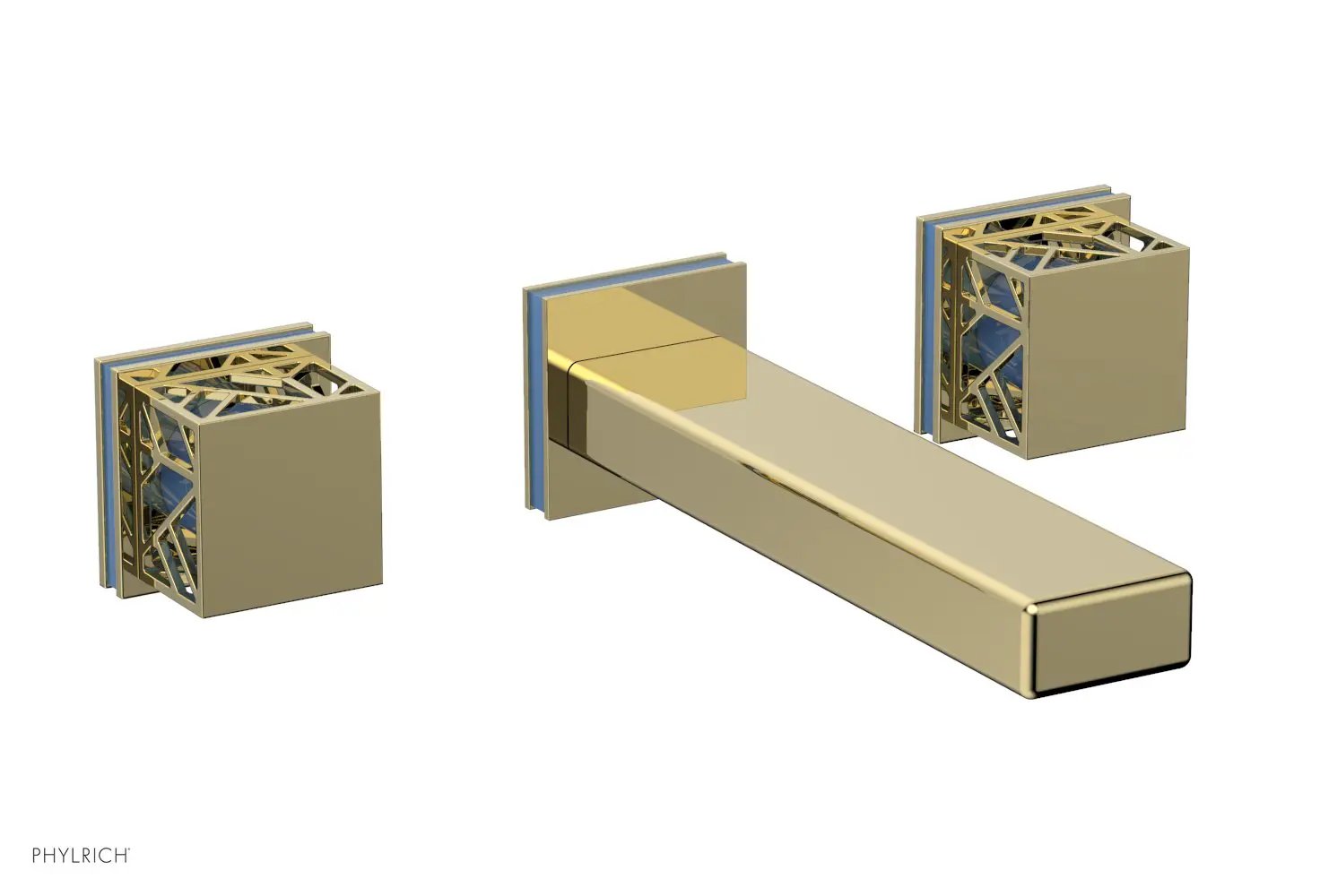 Phylrich JOLIE Wall Lavatory Set - Square Handles with "Light Blue" Accents by Phylrich