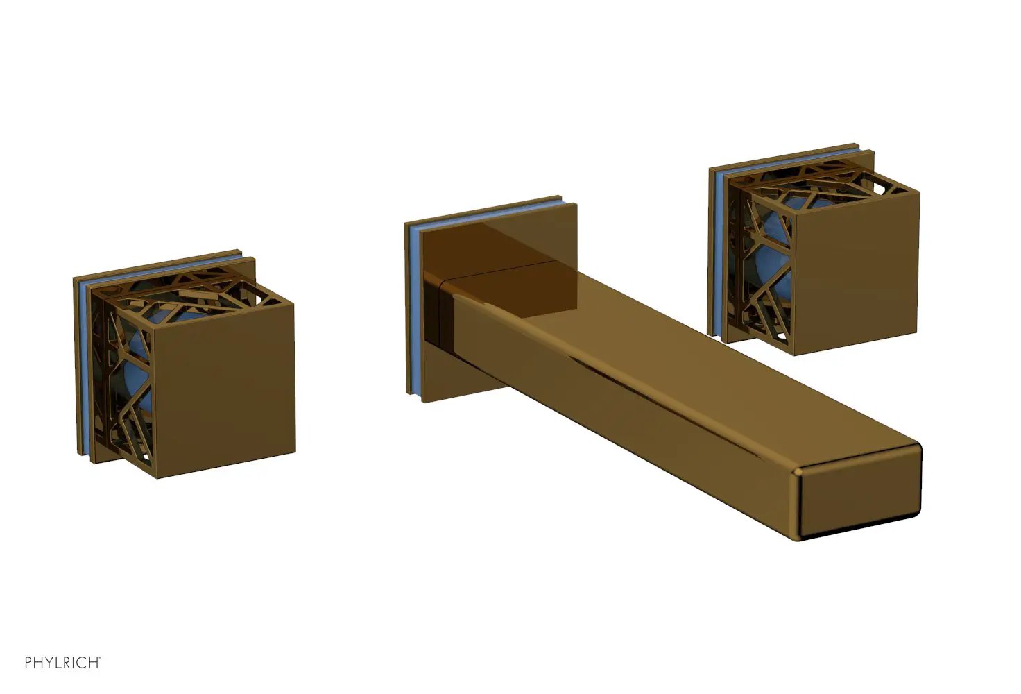 Phylrich JOLIE Wall Lavatory Set - Square Handles with "Light Blue" Accents by Phylrich