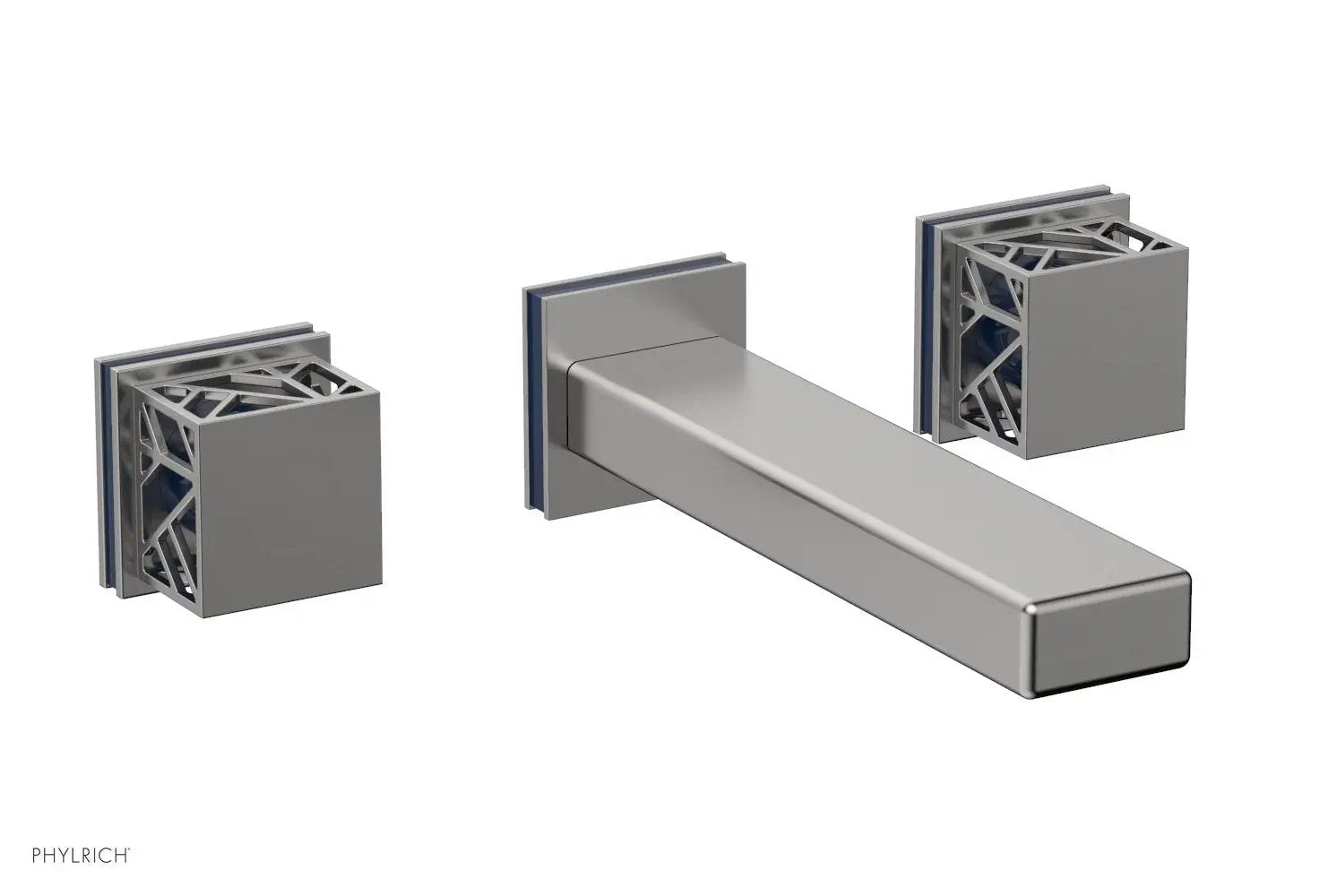 Phylrich JOLIE Wall Lavatory Set - Square Handles with "Navy blue" Accents by Phylrich