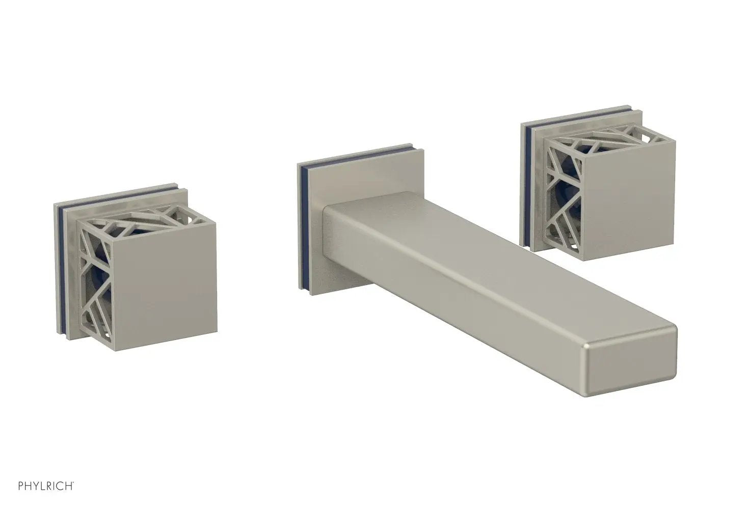 Phylrich JOLIE Wall Tub Set - Square Handles with "Navy Blue" Accents by Phylrich