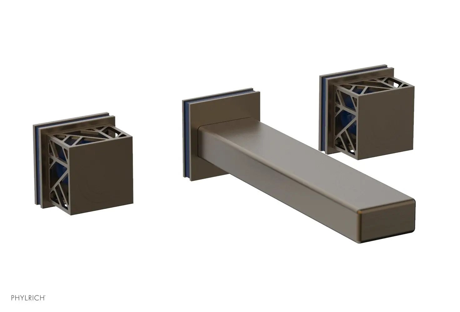 Phylrich JOLIE Wall Tub Set - Square Handles with "Navy Blue" Accents by Phylrich