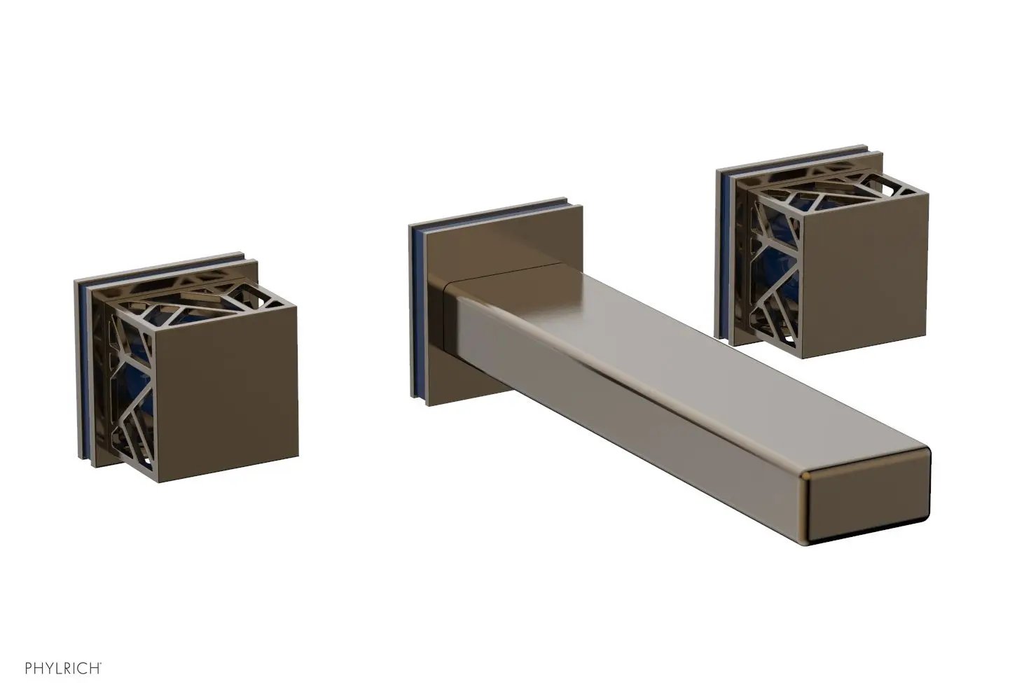 Phylrich JOLIE Wall Lavatory Set - Square Handles with "Navy blue" Accents by Phylrich