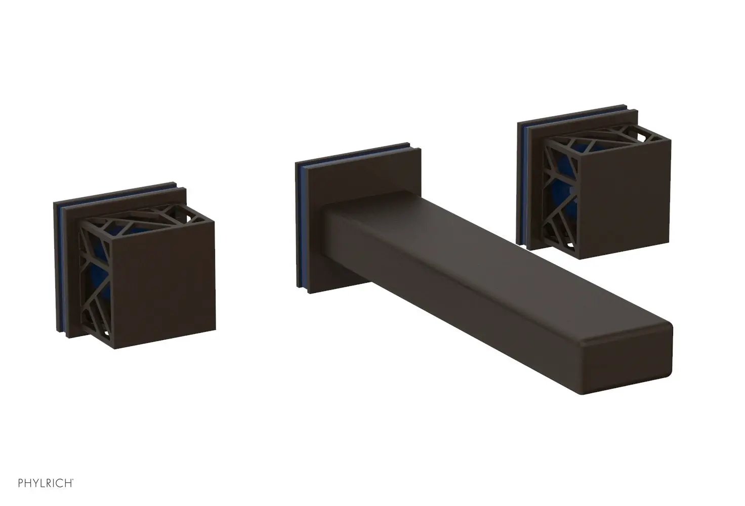 Phylrich JOLIE Wall Lavatory Set - Square Handles with "Navy blue" Accents by Phylrich