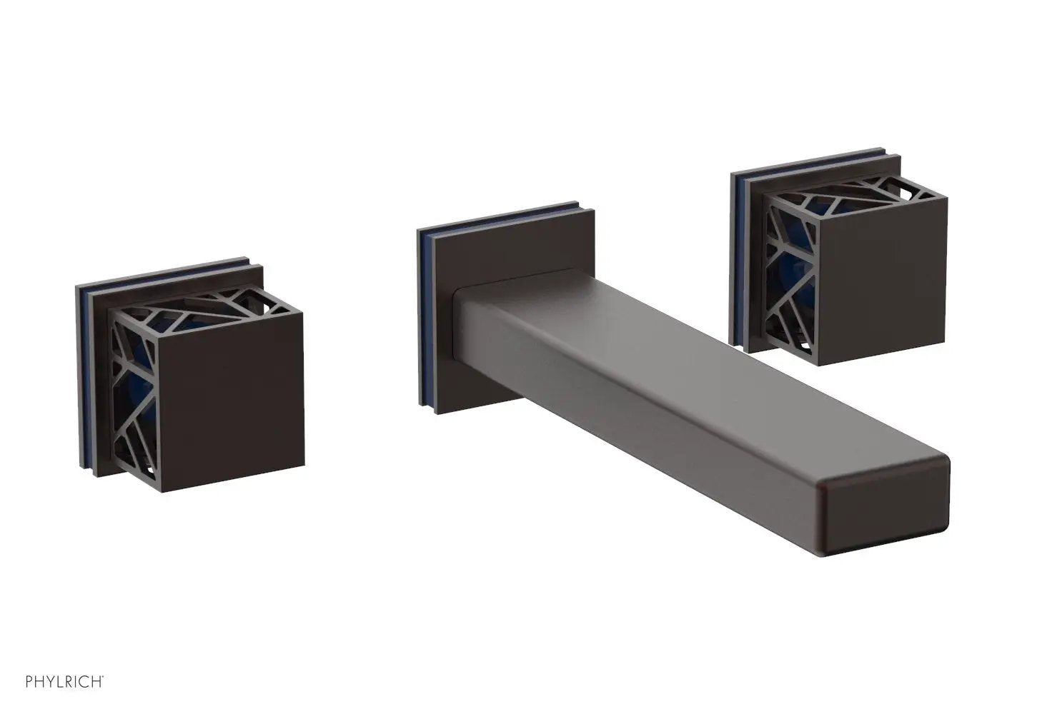 Phylrich JOLIE Wall Lavatory Set - Square Handles with "Navy blue" Accents by Phylrich