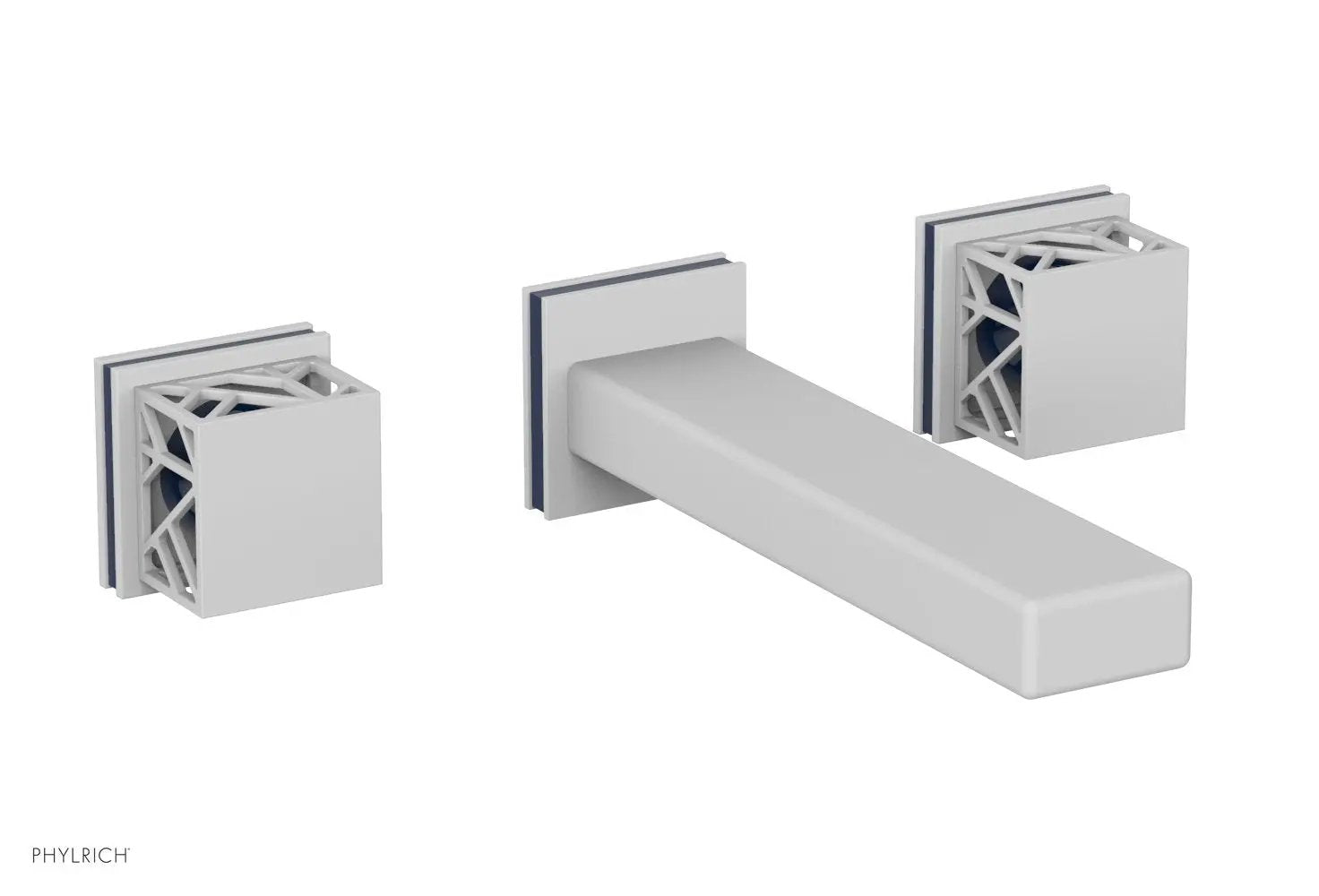 Phylrich JOLIE Wall Tub Set - Square Handles with "Navy Blue" Accents by Phylrich